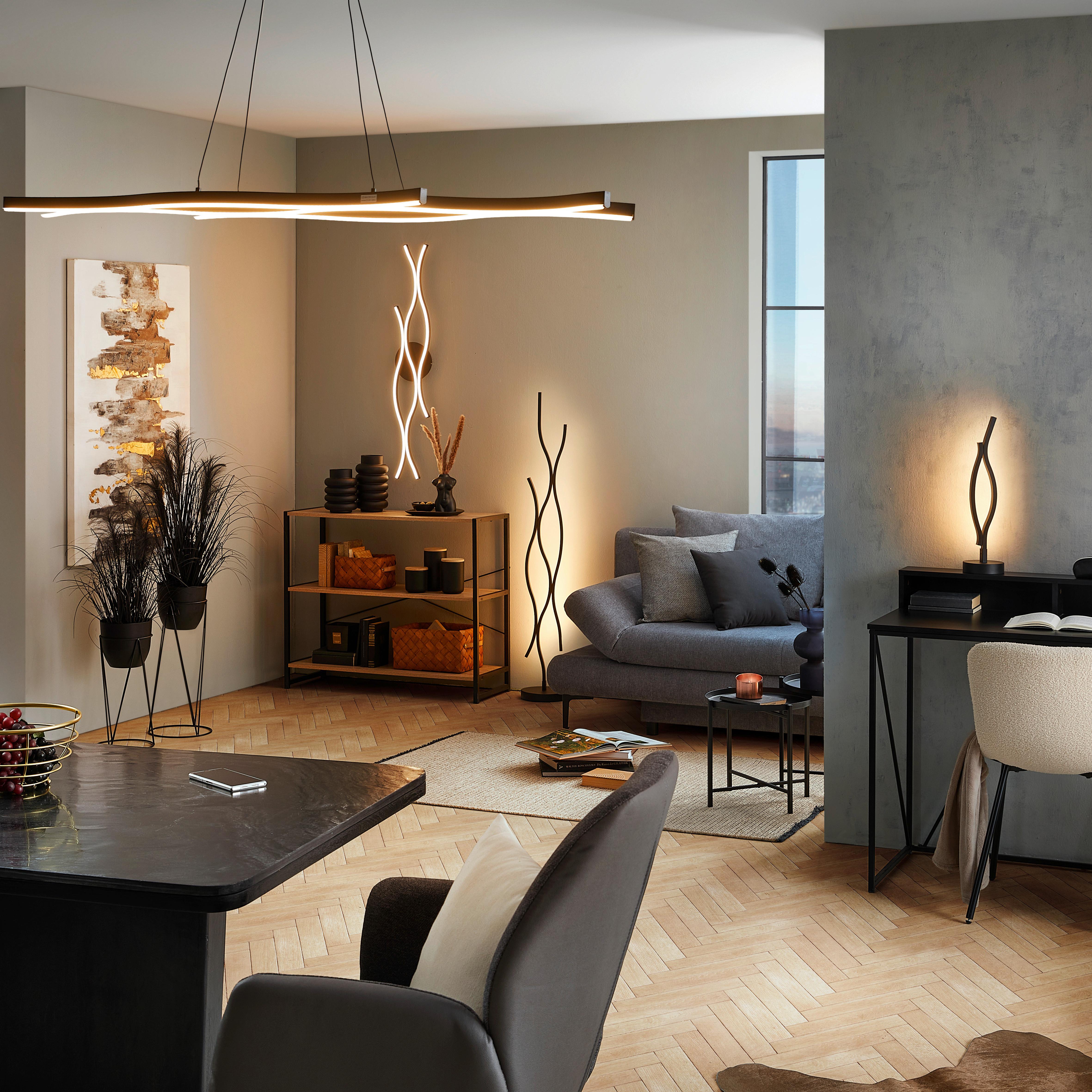 LED závesné svietidlo Relo - čierna/opálová, Modern, kov/plast (107,6/18/120cm) - Mömax