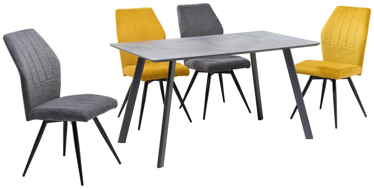 Jedálenský stôl GEORGE 140x80 - čierna/sivá, Konventionell, kov/kompozitné drevo (140/76/80cm)
