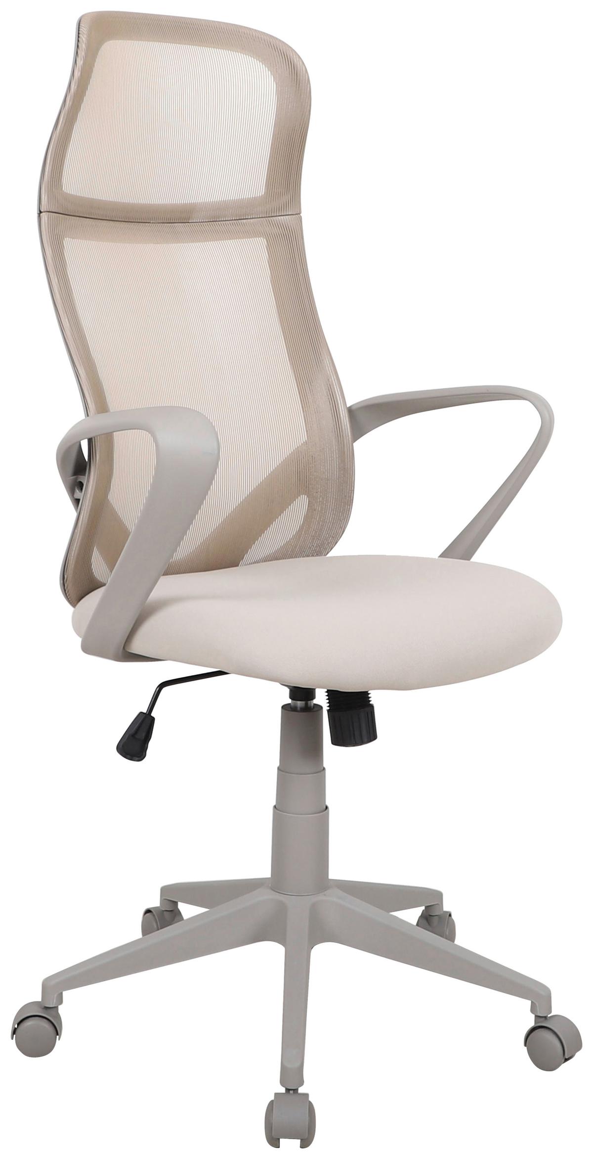 Drehstuhl Patricia Mit Armstützen Beige/grau - Beige/Grau, MODERN, Kunststoff/Textil (63/115-125/61cm) - MID.YOU