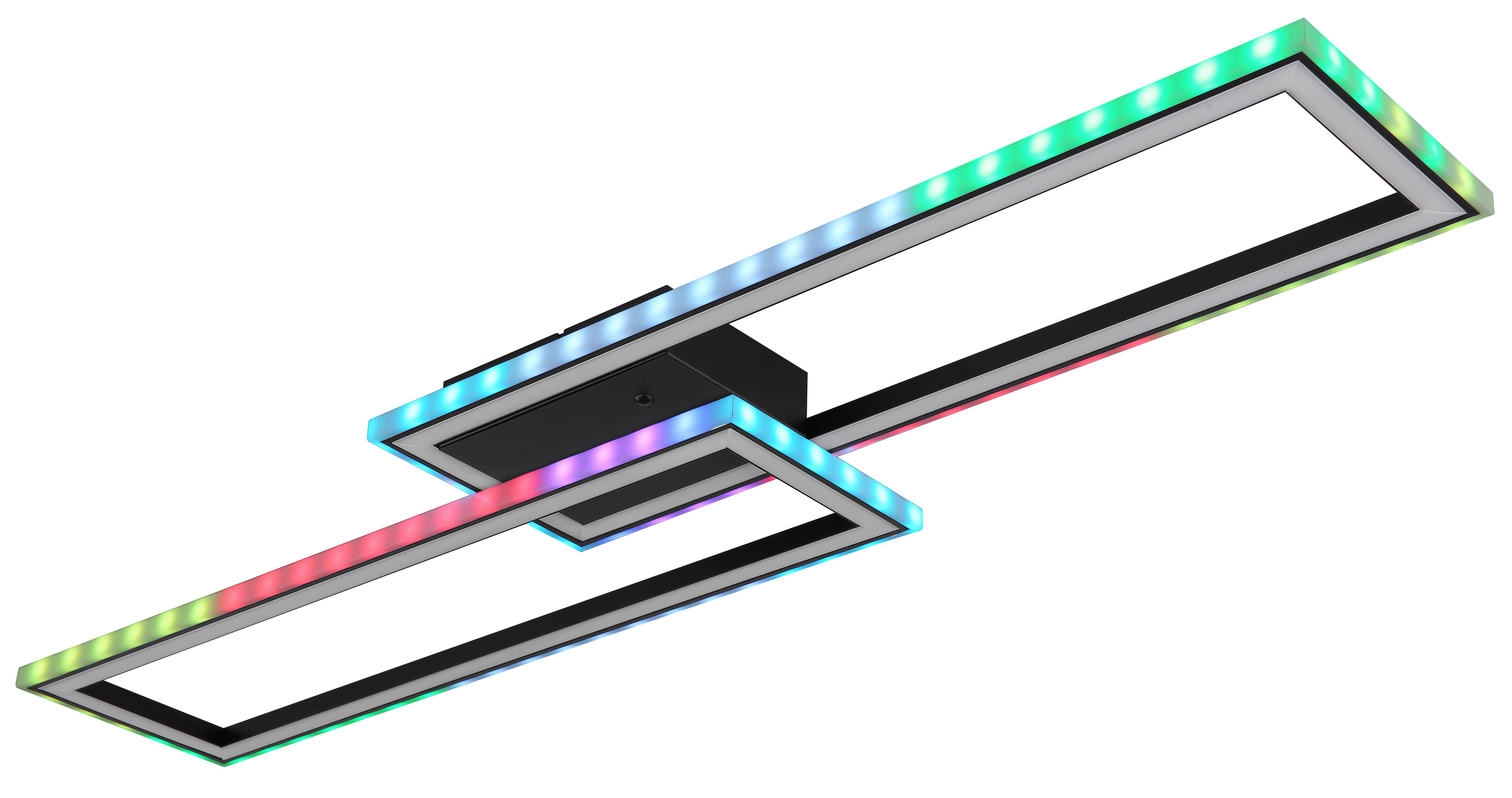 Led-deckenleuchte 67365 - Opal/Schwarz, Design, Kunststoff/Metall (94,5/24/5,5cm) - Globo