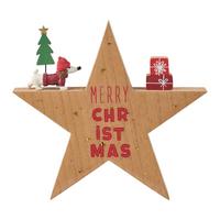 Dekoračná hviezda FINJA - prírodná farba/červená, Konventionell, kompozitné drevo/plast (21/21/1,8cm) - Mömax