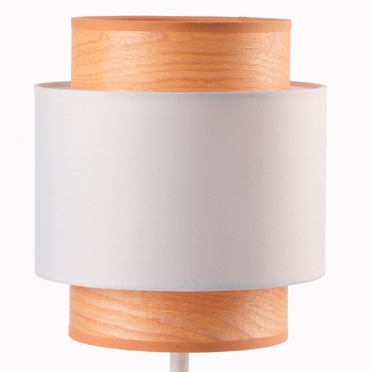 Tischleuchte Legno Braun Weiß Hg D: 20 cm - Weiß Hochglanz/Braun, Basics, Kunststoff/Textil (20/25cm)