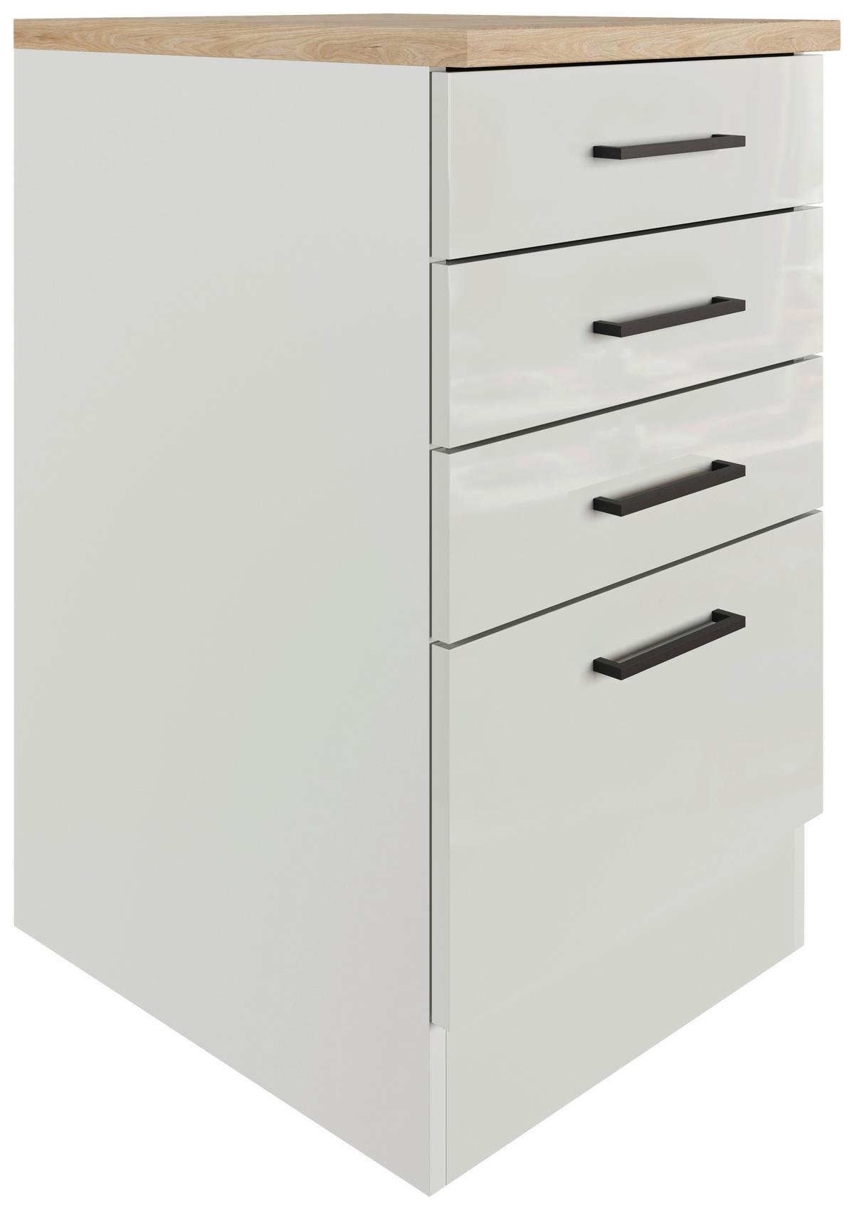 Spodní skříňka se zásuvkami LEVI - šedá/černá, Moderní, kov/kompozitní dřevo (50/86/60cm) - FlexWell