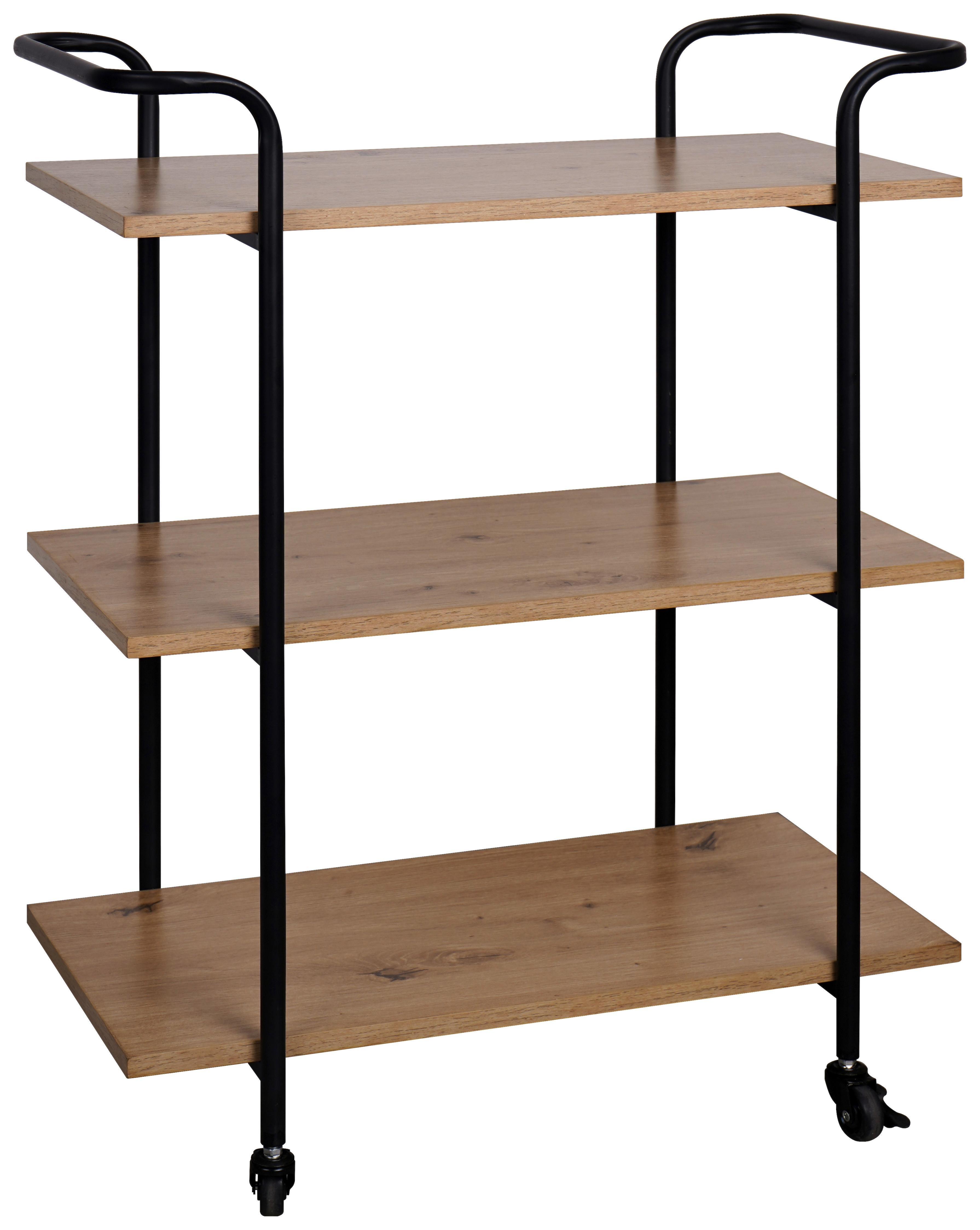 SERVÍROVACÍ VOZÍK PALERMO - čierna/prírodná farba, Modern, kov/kompozitné drevo (63/82/33cm)