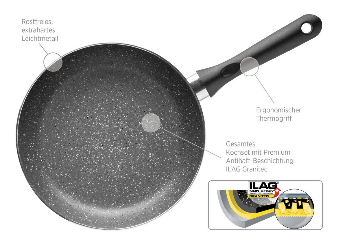 Kochtopfset 6-Tlg. Antihaftbeschichtet - Transparent/Schwarz, Basics, Glas/Metall - Mäser