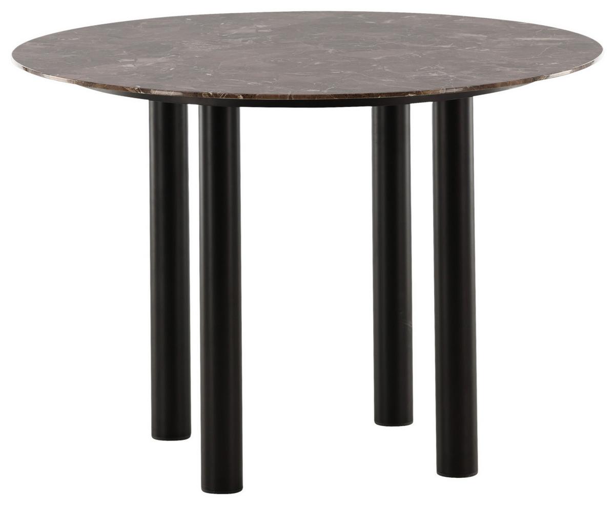 Esstisch Havsten - Dunkelbraun/Schwarz, Design, Holzwerkstoff/Metall (106/106/75cm) - Livetastic