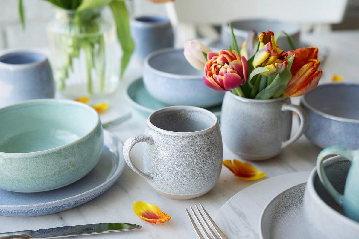 fürhstücksserviceset 16 -Teilig. Blau/Braun - Blau/Braun, Basics, Keramik - Mäser