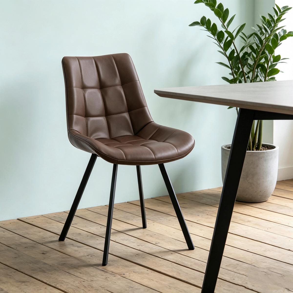Stuhl Fritz Braun/Schwarz B: 54 cm - Schwarz/Braun, MODERN, Textil/Metall (54/86/62cm) - MID.YOU