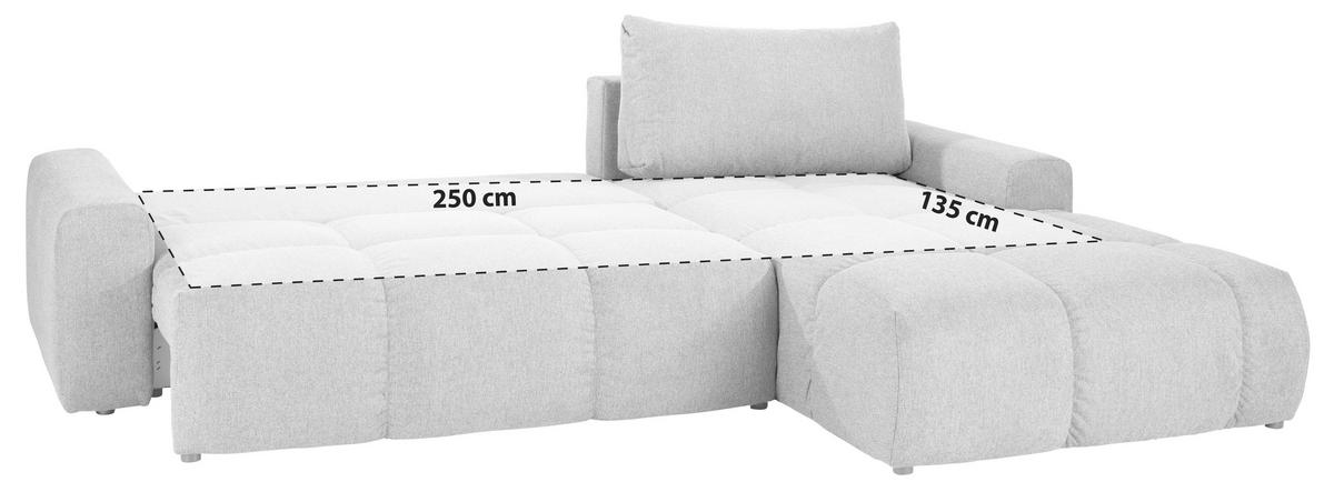 Ecksofa mit Schlaffunktion + Bettkasten Atlantic Grau - Schwarz/Grau, Design, Textil (305/214cm) - Luca Bessoni