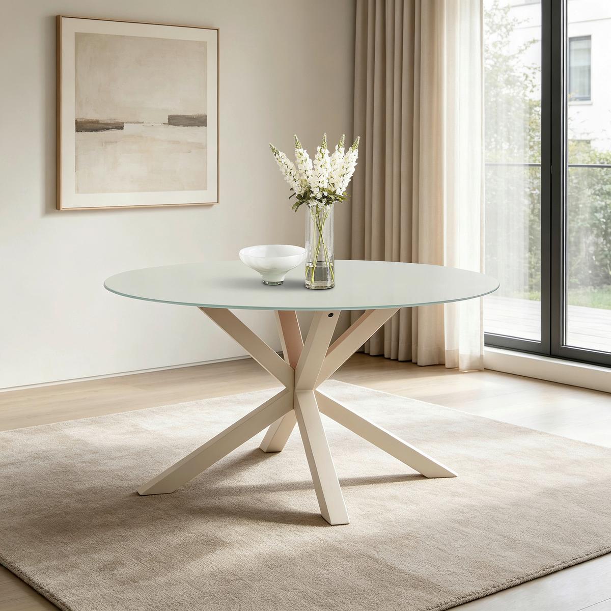 Esstisch Vanda Kaschmir D: 130 cm - Kaschmir, MODERN, Glas/Metall (130/130/75,5cm) - P & B