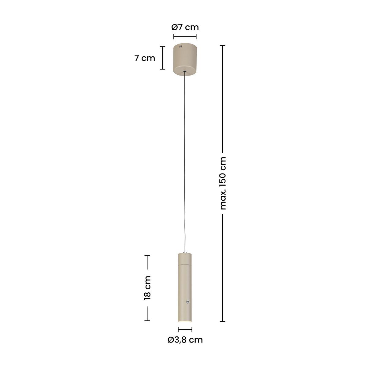 ZÁVĚSNÉ SVÍTIDLO SUSO - pískové barvy, Moderní, kov/plast (3,8/3,8/150cm) - Mömax