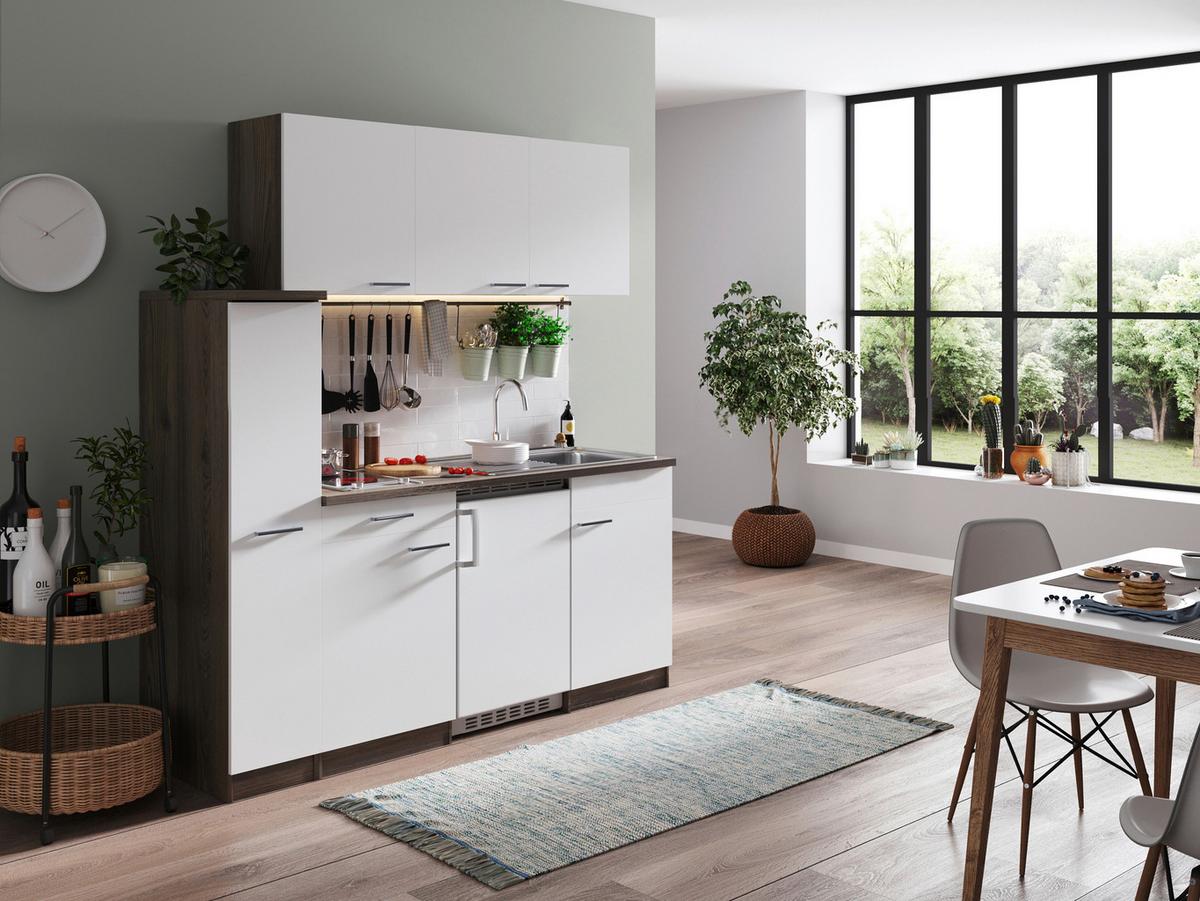 Küchenblock Oliver Singleküche 180 cm - Eichefarben/Weiß, Basics, Holzwerkstoff (180cm) - Respekta