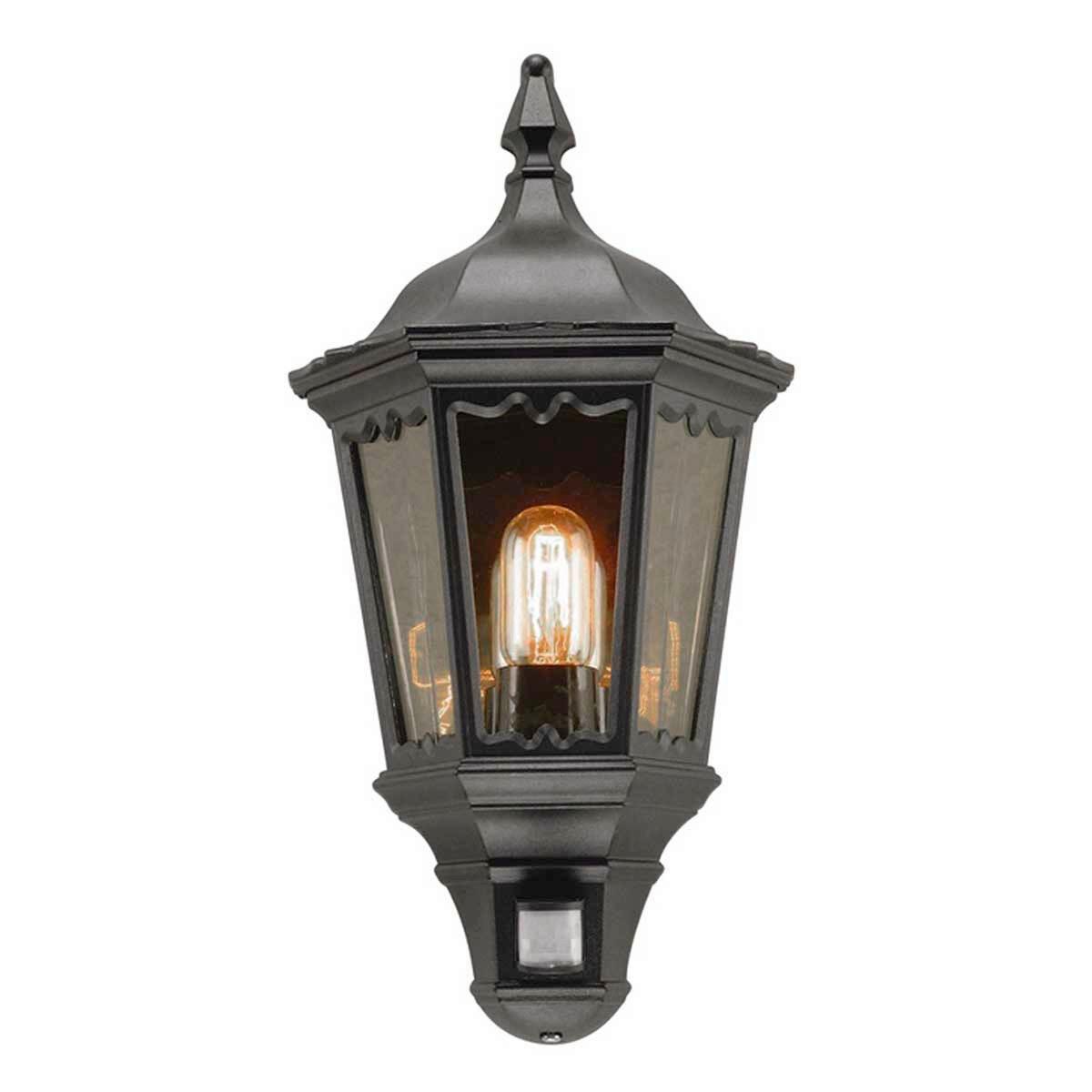 AUSSENWANDLEUCHTE MD7-PIR-BLACK - Schwarz, KONVENTIONELL, Glas/Metall (49,5/26/14cm) - Elstead Lighting