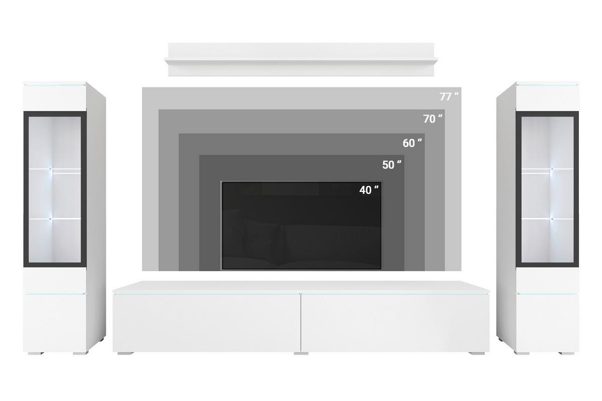 Wohnwand Vera II 4-Teilig Grau B: 240 cm - Grau, Trend, Glas/Holzwerkstoff (240/130/33cm)