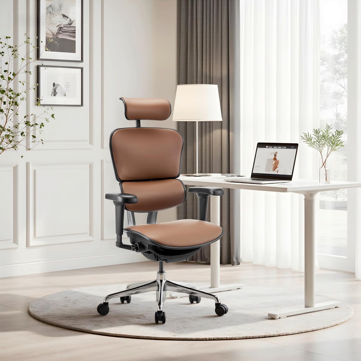 Drehstuhl Ergohuman Ultra Gen Braun/Schwarz B: 65cm - Silberfarben/Schwarz, MODERN, Leder/Kunststoff (65/132/60cm) - MID.YOU