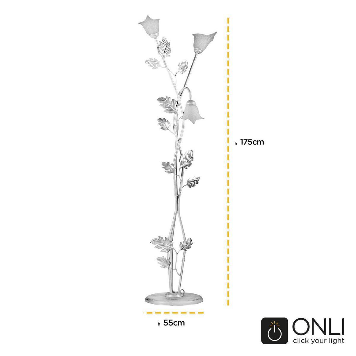 Stehleuchte 4836/Pt3 - Silberfarben/Weiß, KONVENTIONELL, Glas/Metall (55/175cm)
