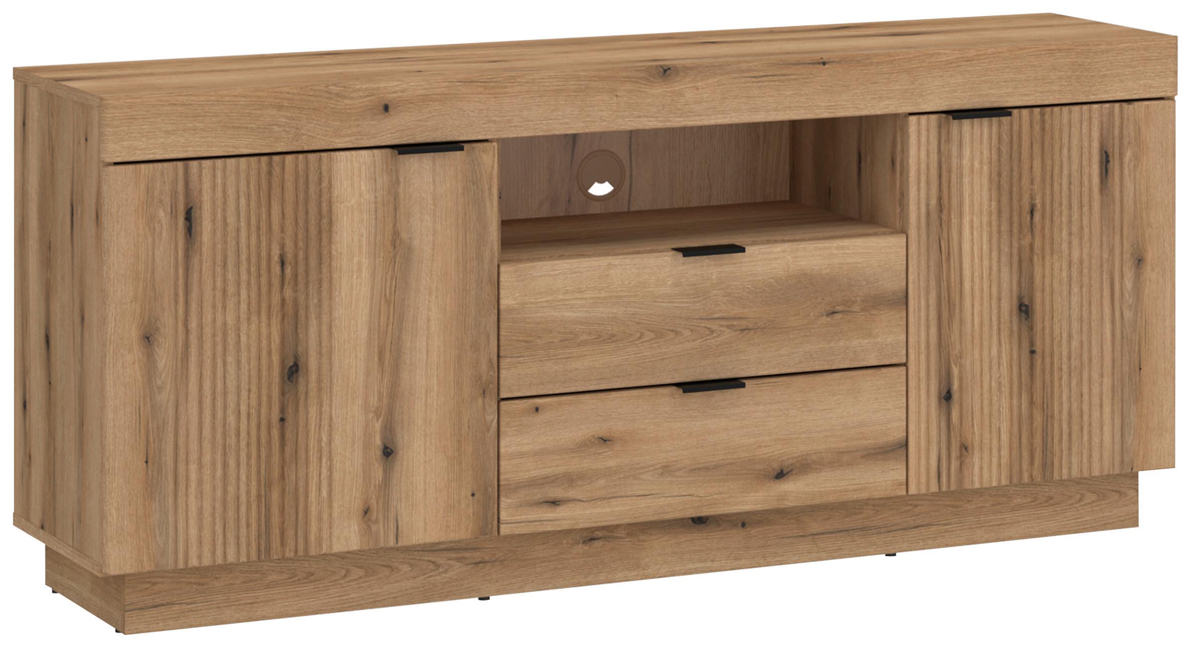 TV-Element Delamar Eichefarben Dekor B: 146 cm - Eichefarben, Trend, Holzwerkstoff (146/66,6/39,6cm)