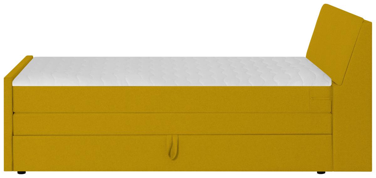Boxspringbett mit Bettkasten Nida 100x200 cm Gelb - Gelb/Schwarz, MODERN, Holz/Textil (100/200cm) - MID.YOU