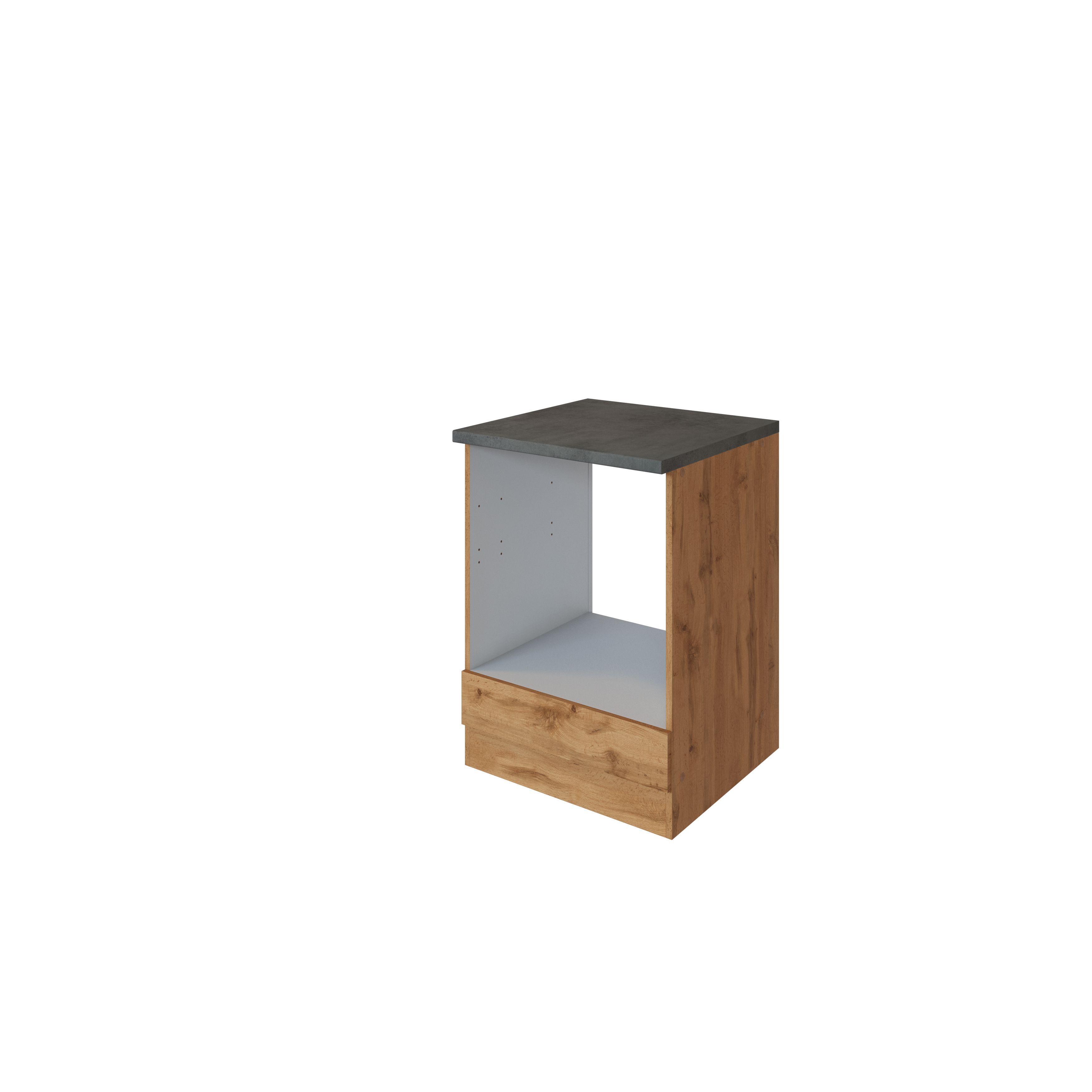 Herdumbauschrank B: 60cm Eiche Dekor/grau + Arbeitsplatte - Eichefarben, MODERN, Holzwerkstoff (60/85/60cm) - Held