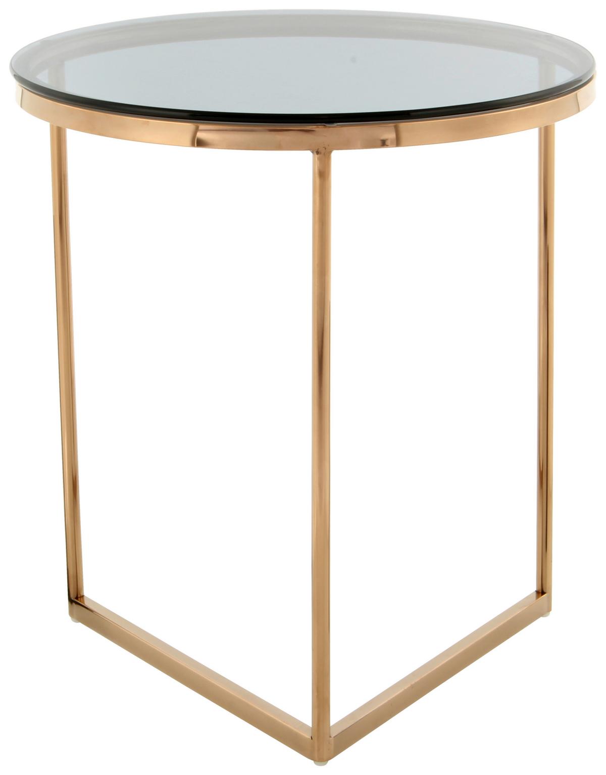 Beistelltisch Wynona 225 Grau/Rosegold B: 55 cm - Roségold/Grau, Design, Glas/Metall (50/50/55cm) - Kayoom