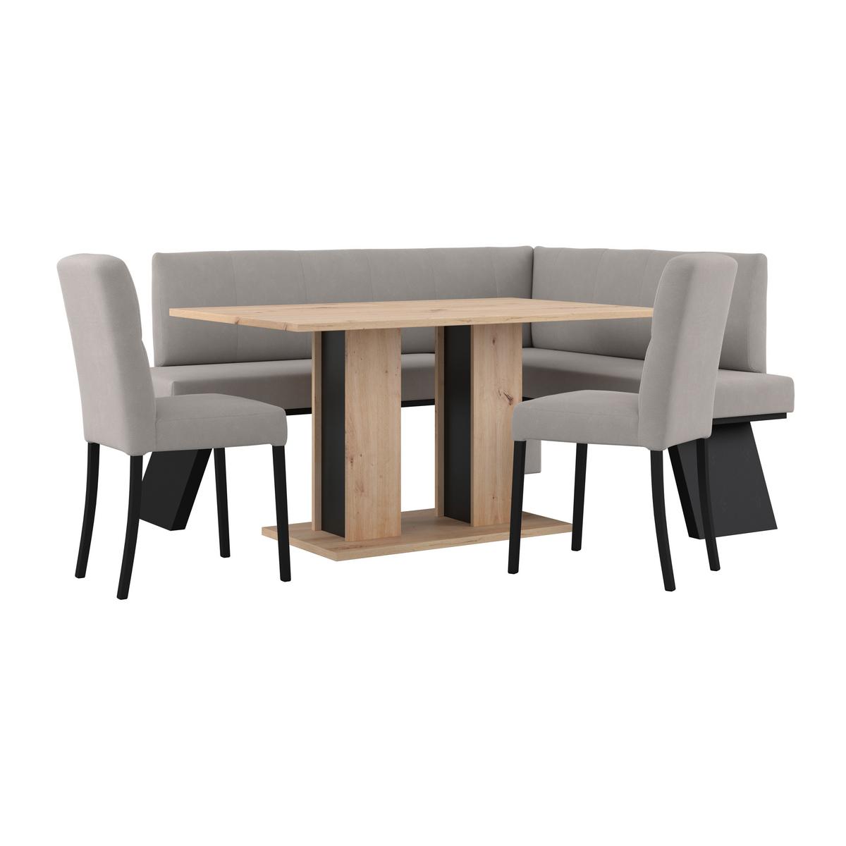 Eckbank Grau Emma II 185x150 cm - Beige/Schwarz, KONVENTIONELL, Holzwerkstoff/Textil (185/150cm)