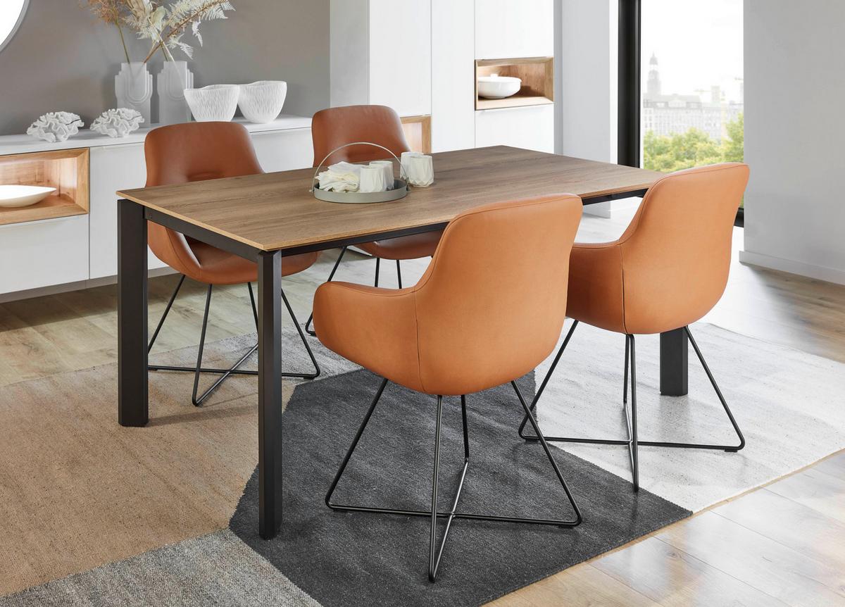 STOLIČKA S PODRÚČKAMI CROSS-CHA - čierna/koňaková, Basics, kov/textil (62/89/61cm) - Celina Home