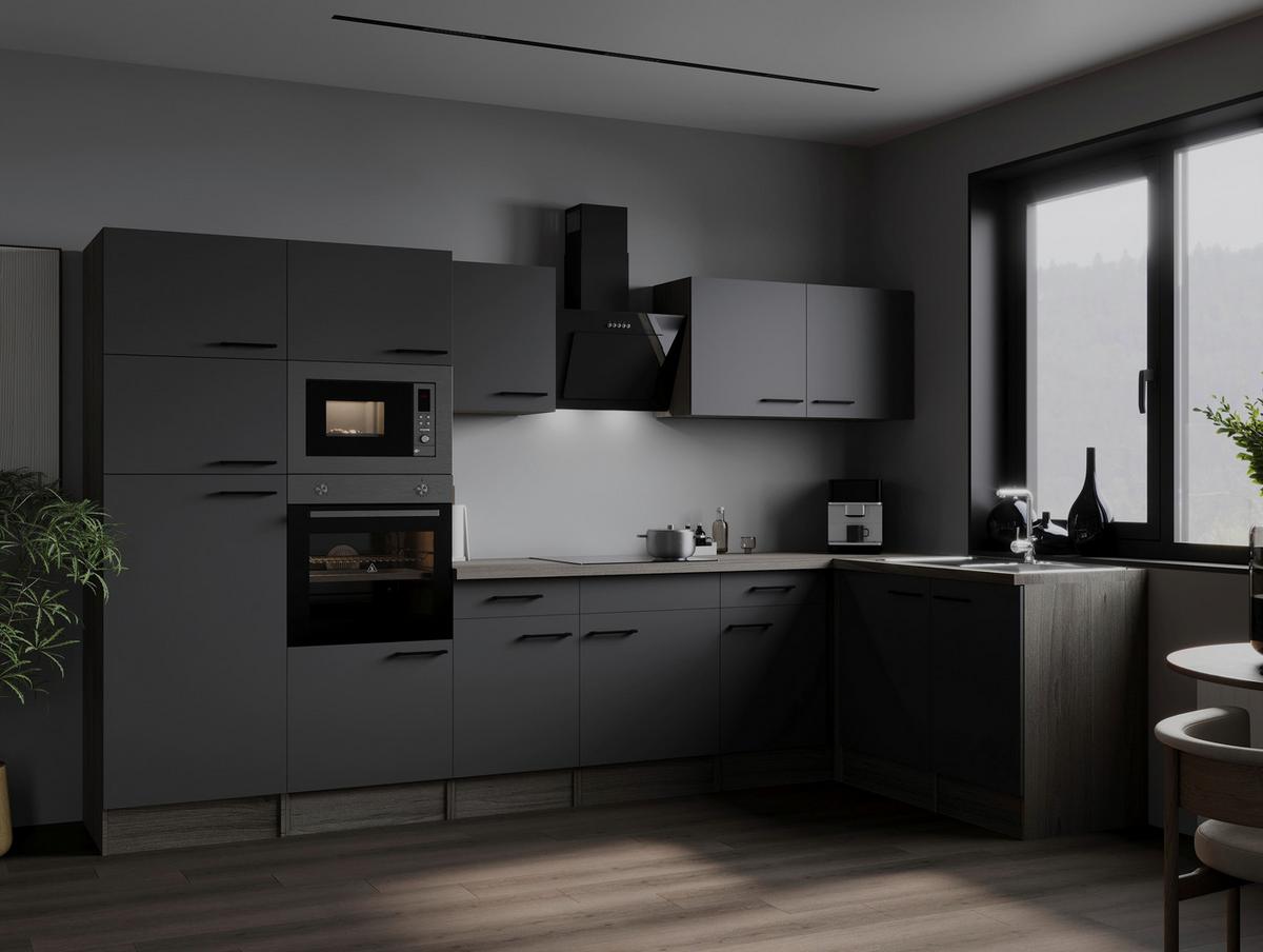 Eckküche Oliver Grau, Eiche Dekor S: 340x172cm - Eichefarben/Grau, Design, Holzwerkstoff (340/172cm) - Respekta