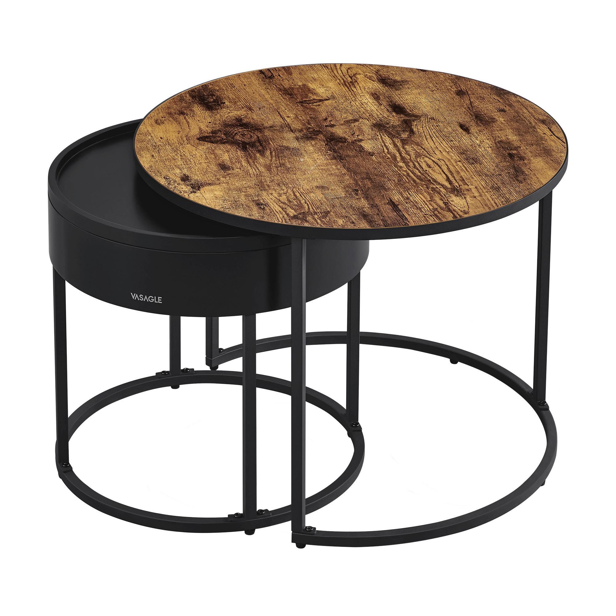 KONFERENČNÍ STOLEK COFFEE TABLE - černá/hnědá, Moderní, kov/kompozitní dřevo (60/60/45cm) - MID.YOU