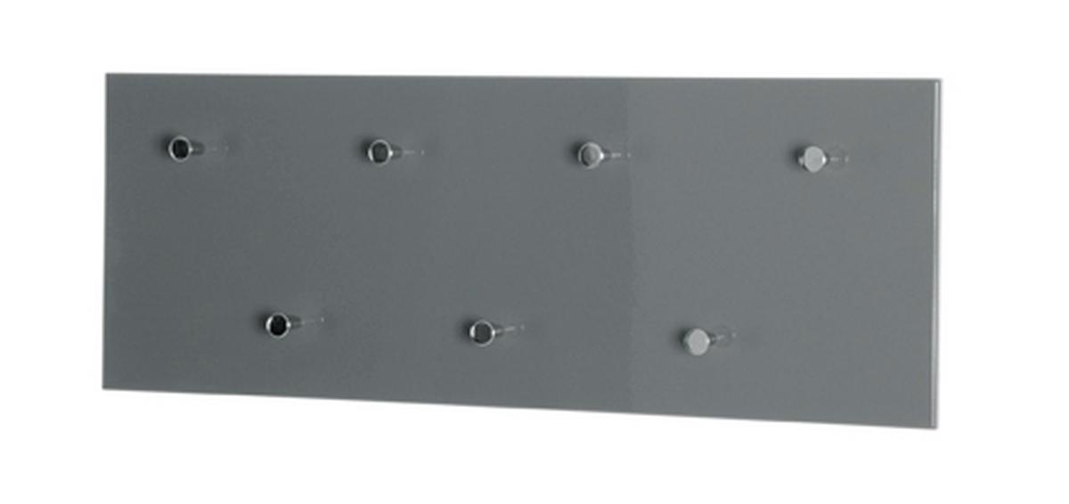 Garderobenpaneel Mike Grau 7 Haken B 86 cm - Chromfarben/Grau, Basics, Holzwerkstoff/Metall (86/30/6cm)