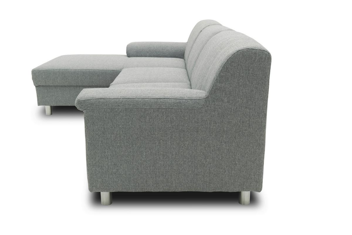 Ecksofa Jamie Rücken Echt Silberfarben Webstoff - Chromfarben/Silberfarben, KONVENTIONELL, Textil (150/251cm) - MID.YOU