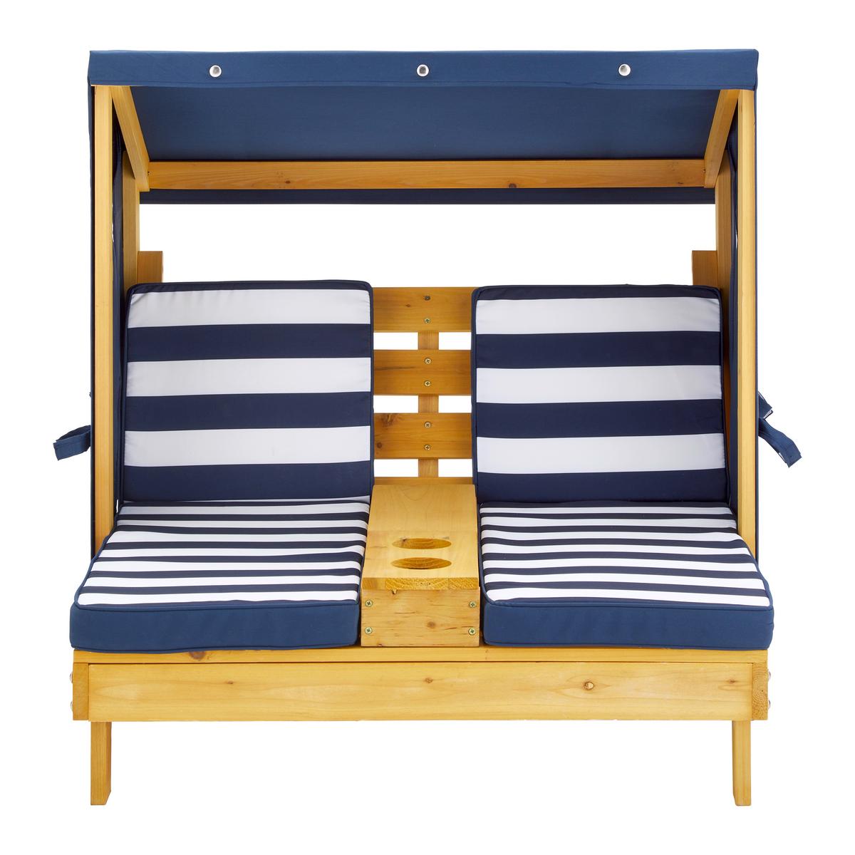 Záhradná pohovka pre deti DAISY - modrá/biela, Modern, drevo/textil (84,8/89/92,5cm) - Bessagi Kids