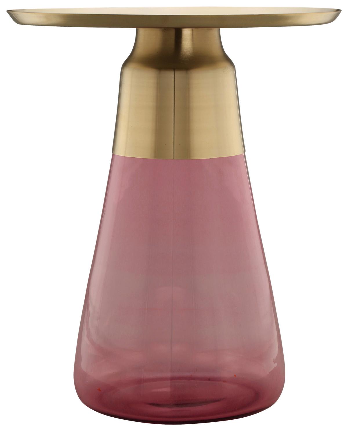 Beistelltisch Roman 225 Pink/Goldfarben D: 42 cm - Pink/Goldfarben, Design, Glas/Metall (42/51cm) - Kayoom