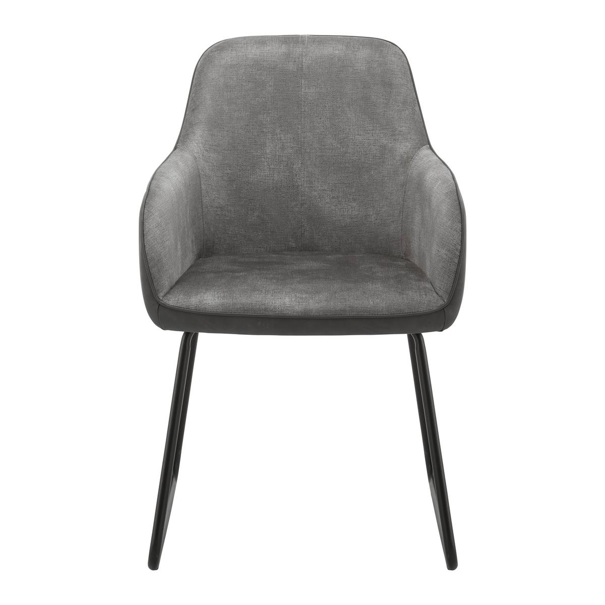 Židle s opěrkou DAJA šedá/tm.šedá - černá/světle šedá, Moderní, kov/dřevo (56/85/62cm) - Bessagi Home