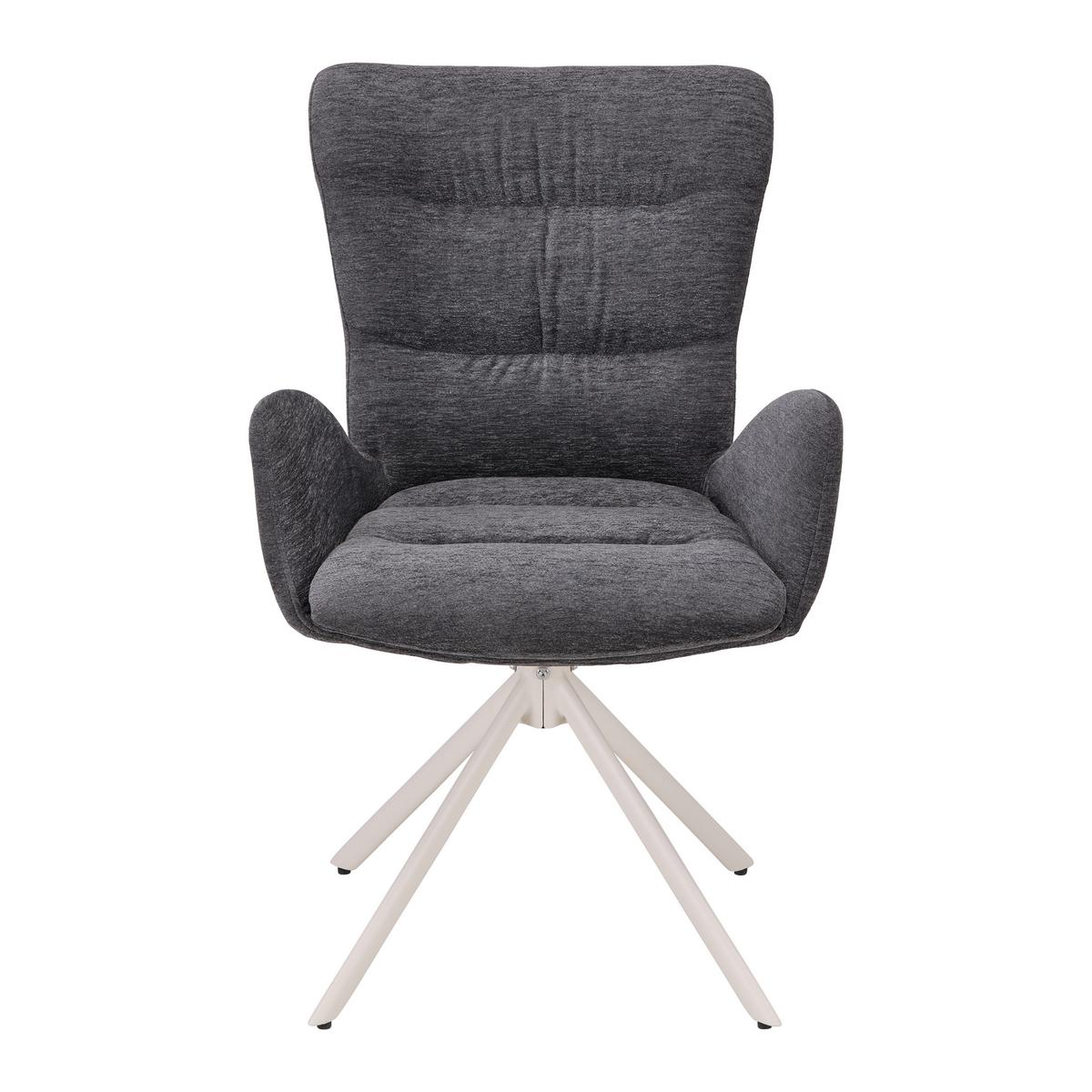 STOLIČKA S PODRÚČKAMI STELLA - sivá/béžová, Design, kov/textil (58/91/65cm) - Mömax