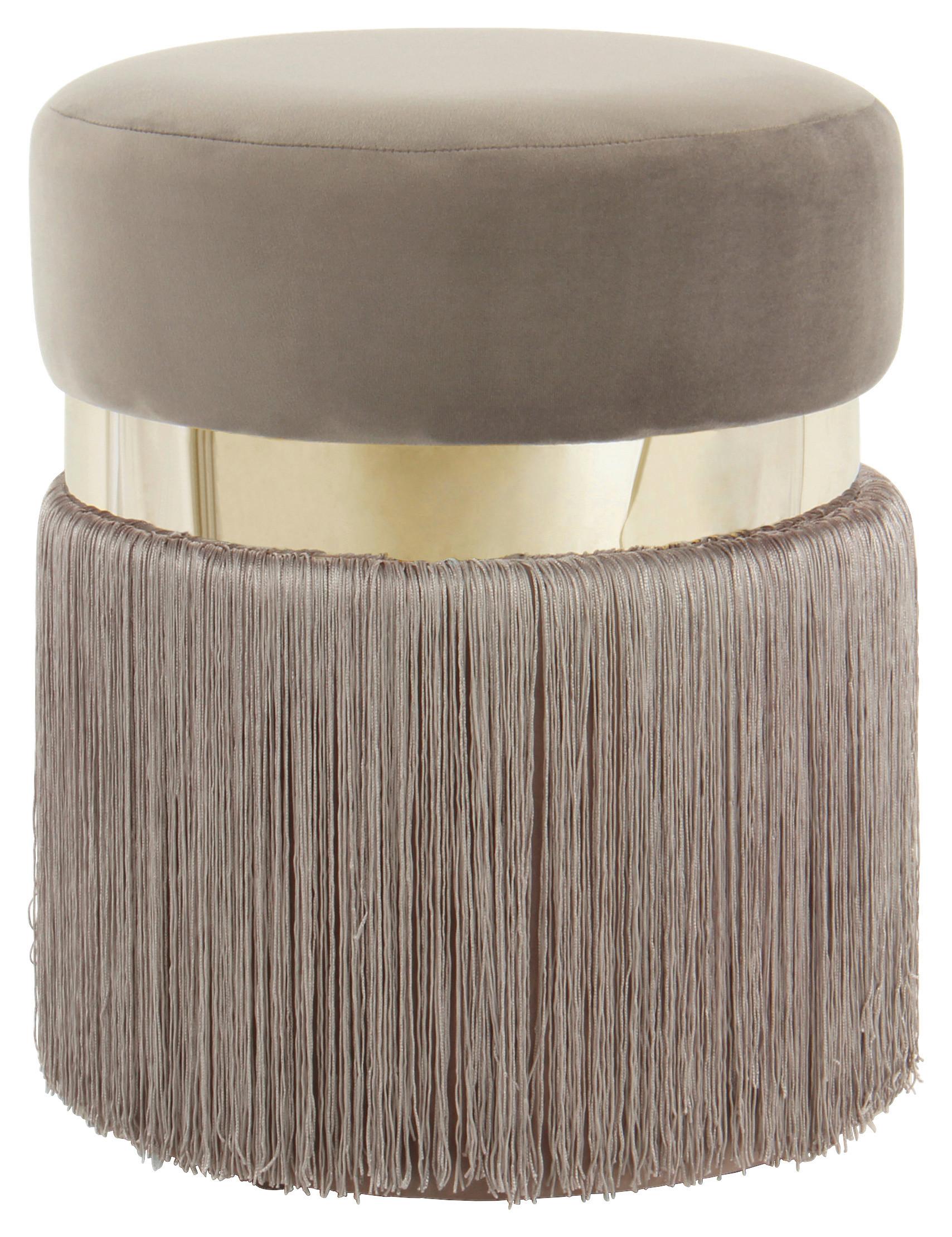 Hocker Rebecca 925 Goldfarben/Taupe B: 38 cm - Taupe/Goldfarben, Design, Kunststoff/Textil (38/45/38cm) - Kayoom