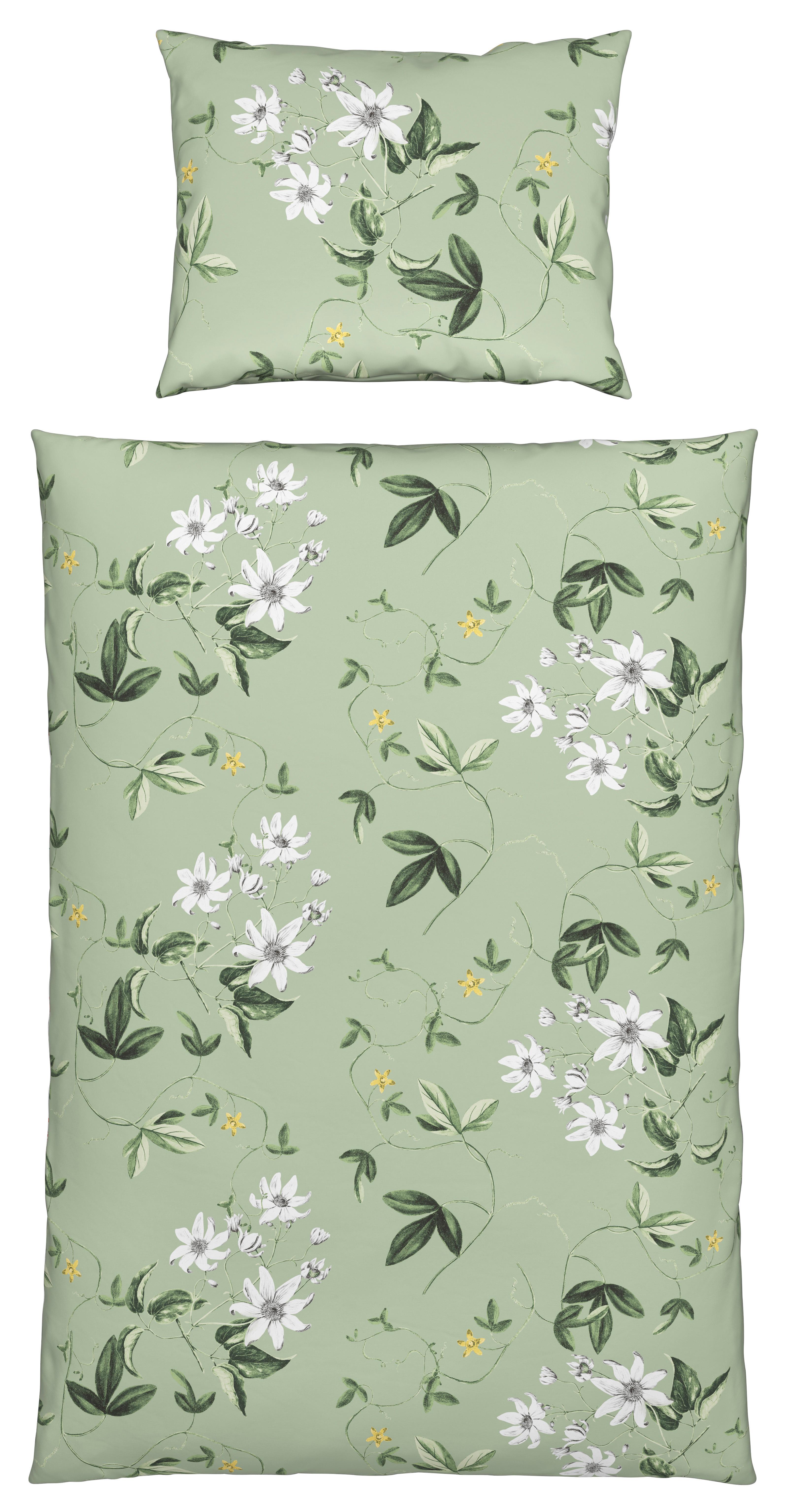 Renforcé-Bettwäsche 140x200 cm Gertrud Grün - Grün, ROMANTIK / LANDHAUS, Textil - James Wood