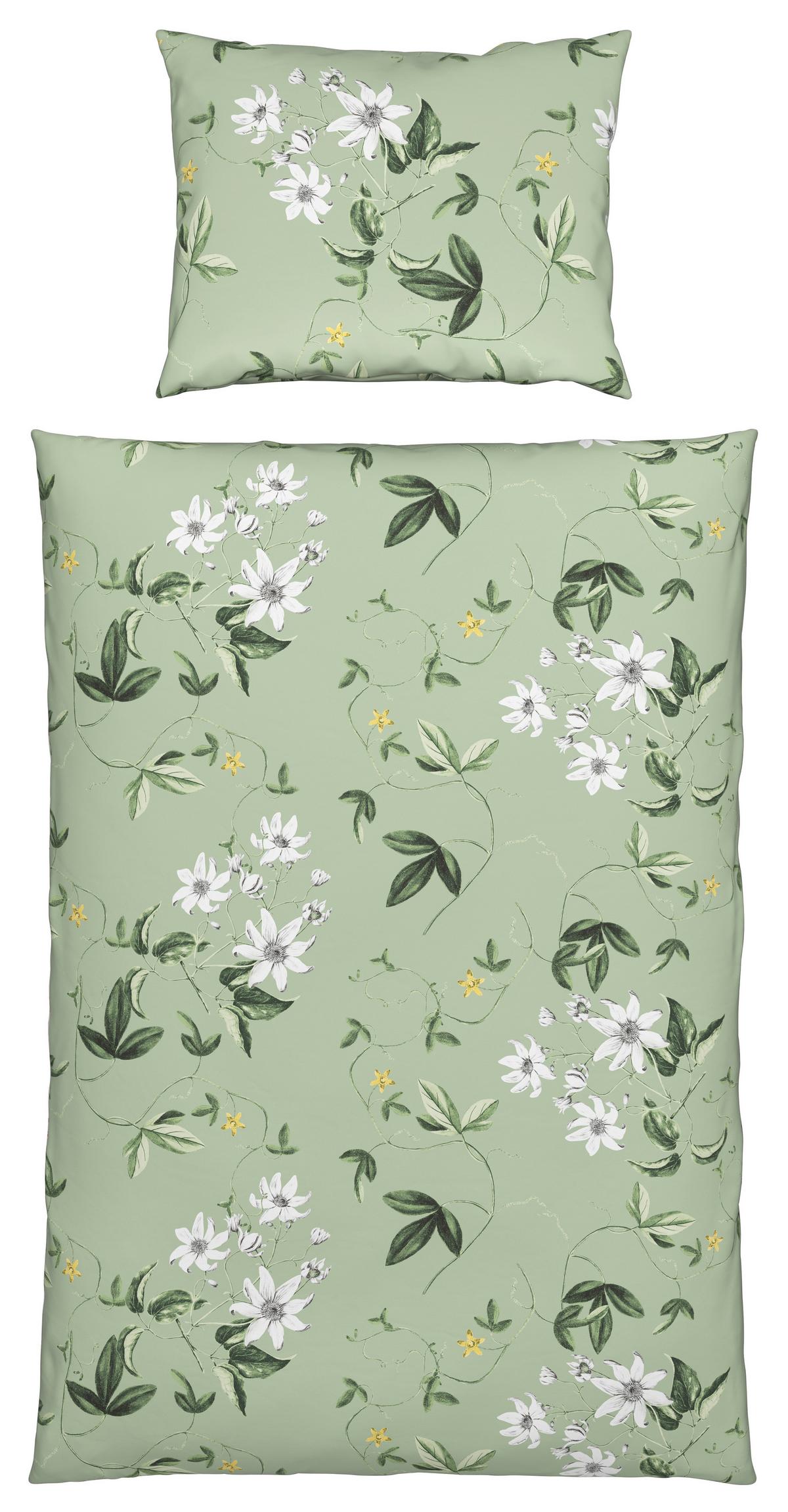 Renforcé-bettwäsche 140x200 Cm Gertrud Grün - Grün, ROMANTIK / LANDHAUS, Textil - James Wood