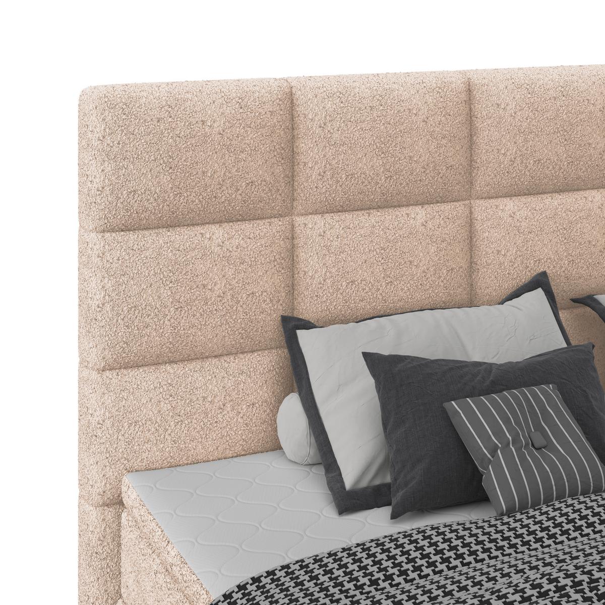 Polsterbett Alba Boucle Hellbraun, 180x200 Cm - Hellbraun/Schwarz, Trend, Textil (180/200cm)