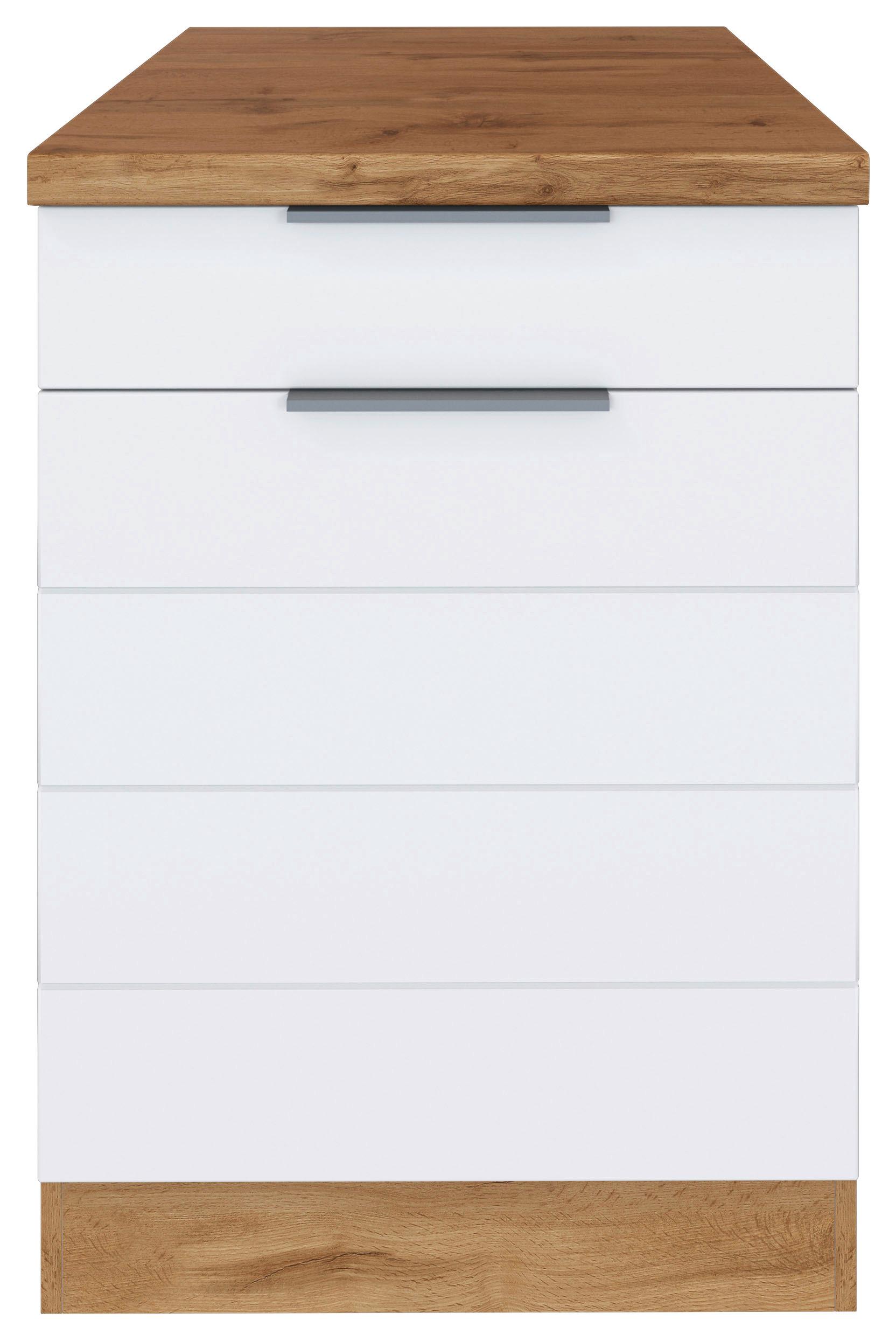 Küchenunterschrank Florenze B: 60 cm Weiß/Eiche Dekor mit Lade - Eiche Wotan/Weiß, Design, Holzwerkstoff (60/86/60cm) - Held