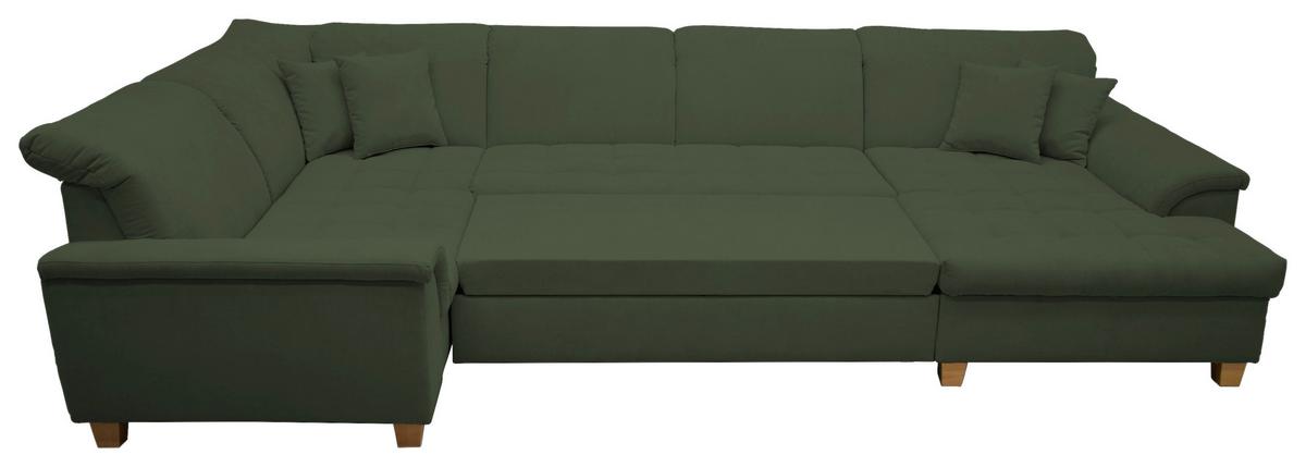 Wohnlandschaft Franzi Mit Schlaffunktion Grün - Eichefarben/Grün, KONVENTIONELL, Textil (214/352/170cm) - MID.YOU