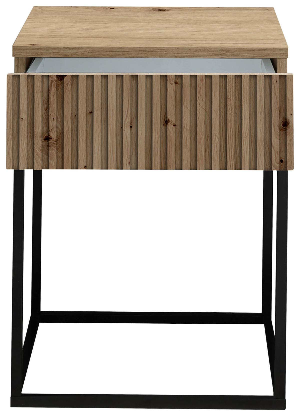 Noční stolek MARLE dub Artisan - černá/dub artisan, Moderní, kov/kompozitní dřevo (40/52cm) - Livetastic