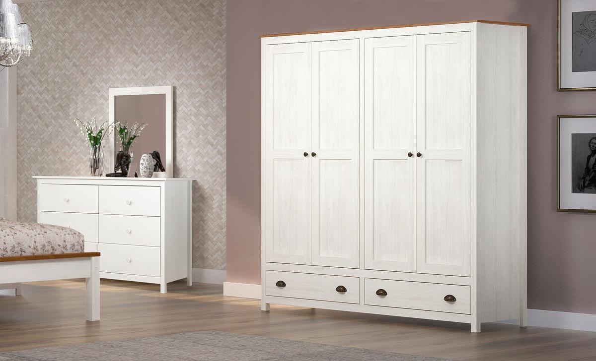 Drehtürenschrank Weiß B: 176 Cm - Weiß, Natur, Holz (176/185/54cm) - Livetastic