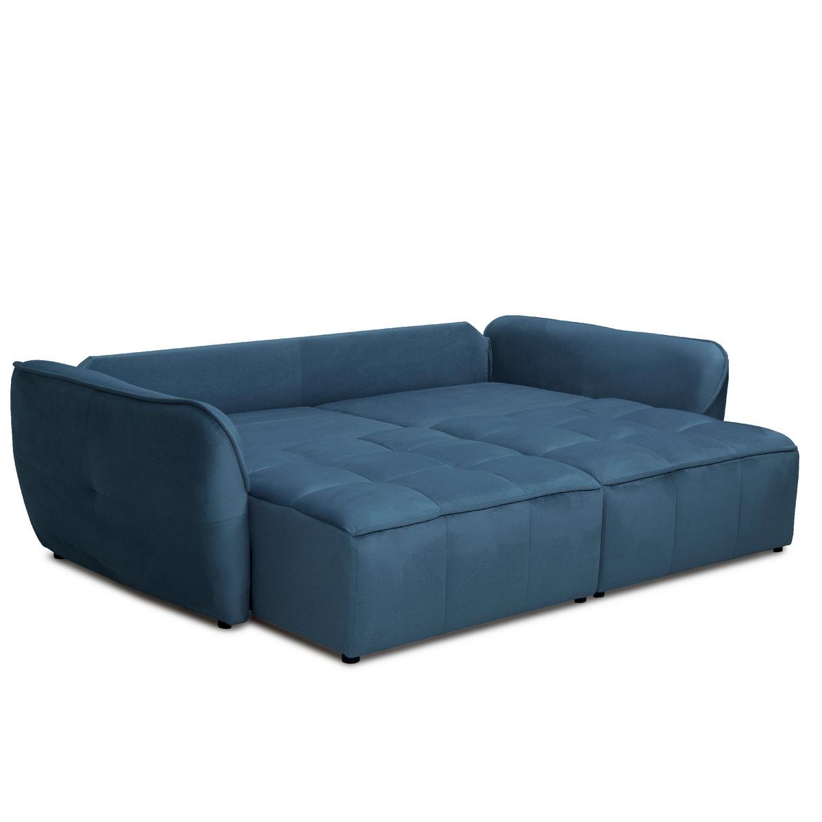 Boxspringová pohovka BOMBEI, petrolejový velúr - čierna/sivá, Modern, drevo/kompozitné drevo (243/94/125cm) - Premium Living