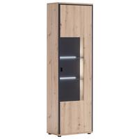 Vitrine Buenos Aires B: 63 cm Anthrazit/Eichefarben - Klar/Eichefarben, Design, Glas/Holzwerkstoff (63/210/38cm) - MID.YOU