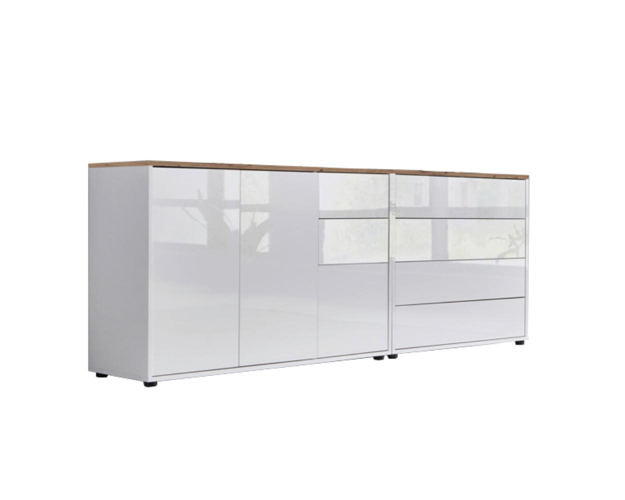 Sideboard Mailand Weiß/ Weiß Hg/Eiche Dekor B: 184,5cm