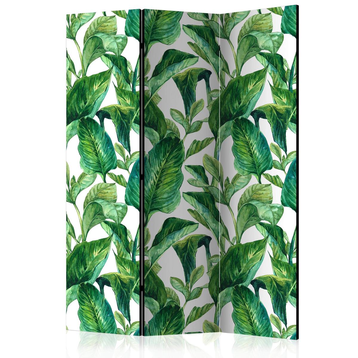 Paravent Grün Weiß B: 135 Cm - Weiß/Grün, Basics, Holz/Textil (135/172/3cm) - artgeist