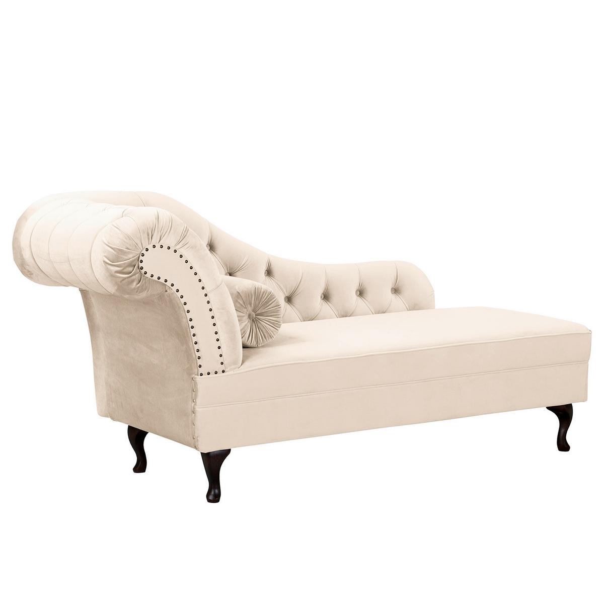 Récamiere Pako Creme B: 185cm - Creme/Braun, Design, Textil (185/93/75cm) - Livetastic