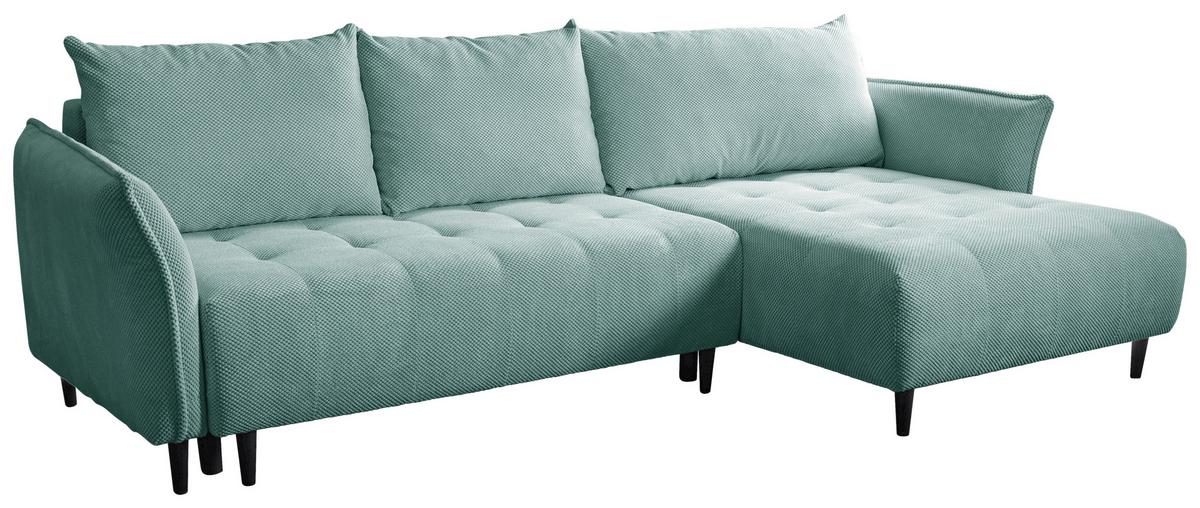 Ecksofa Monte Carlo Mintgrün S: 290x160 Cm - Schwarz/Mintgrün, Trend, Holz/Holzwerkstoff (290/160cm)