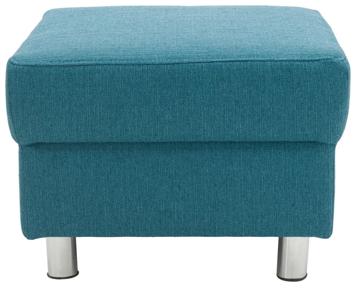 Polsterhocker Jamie Petrol Webstoff H: 40 Cm - Chromfarben/Petrol, KONVENTIONELL, Textil (54/40/54cm) - MID.YOU