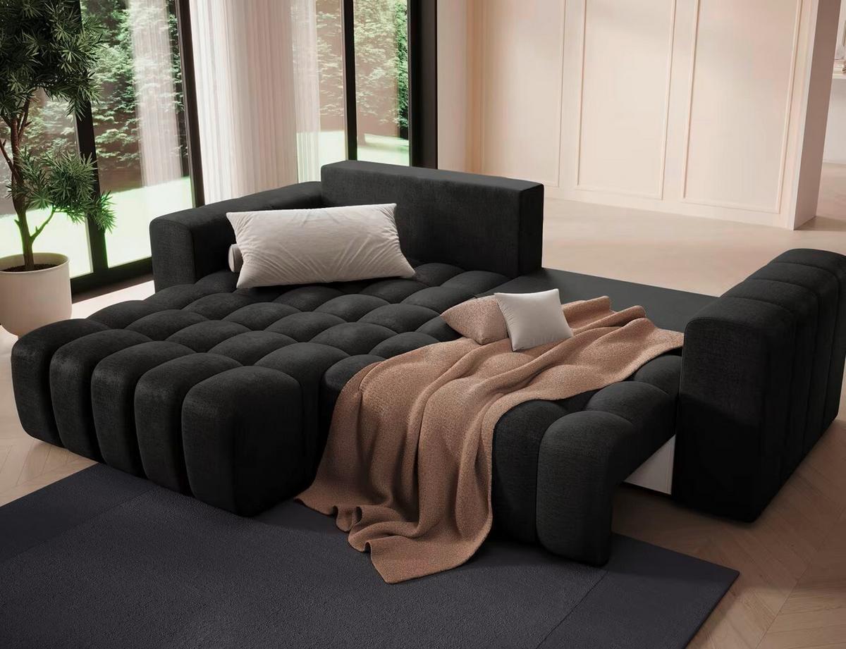 Ecksofa Bonett Anthrazit S: 175x250 Cm - Anthrazit/Schwarz, Design, Textil (175/250cm) - MID.YOU